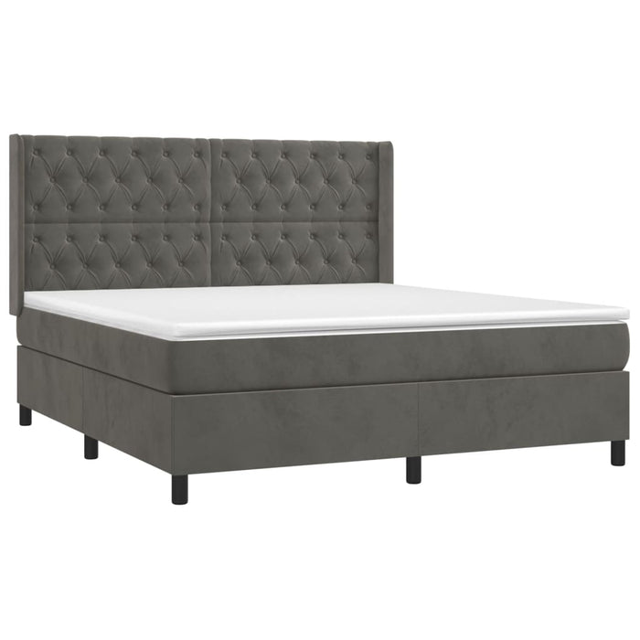 Pat box spring cu saltea, gri închis, 160x200 cm, catifea - WALTI WALTI