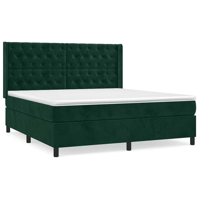 Pat box spring cu saltea, verde închis, 160x200 cm, catifea - WALTI WALTI