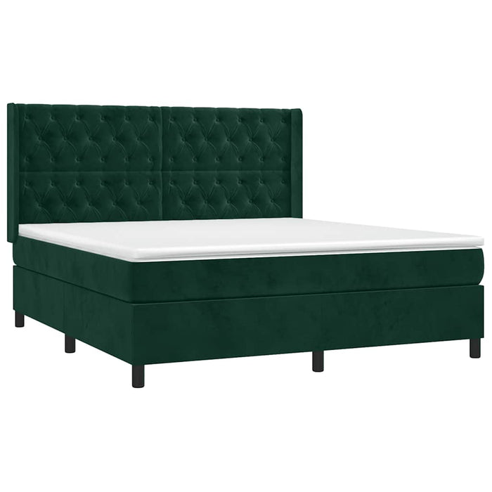Pat box spring cu saltea, verde închis, 160x200 cm, catifea - WALTI WALTI