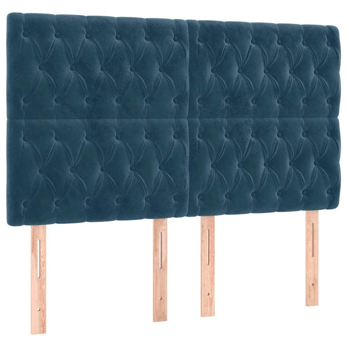 Pat box spring cu saltea, albastru închis, 160x200 cm, catifea WALTI