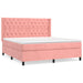 Pat box spring cu saltea, roz, 160x200 cm, catifea - WALTI WALTI