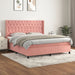Pat box spring cu saltea, roz, 160x200 cm, catifea - WALTI WALTI