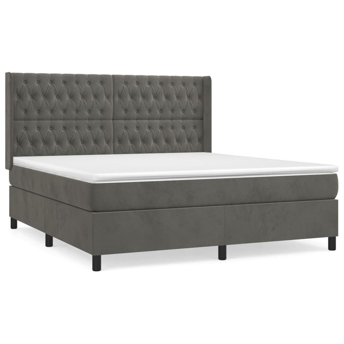 Pat box spring cu saltea, gri închis, 180x200 cm, catifea - WALTI WALTI