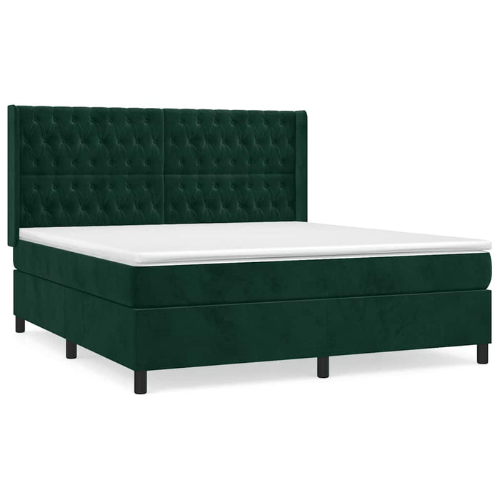 Pat box spring cu saltea, verde închis, 180x200 cm, catifea - WALTI WALTI