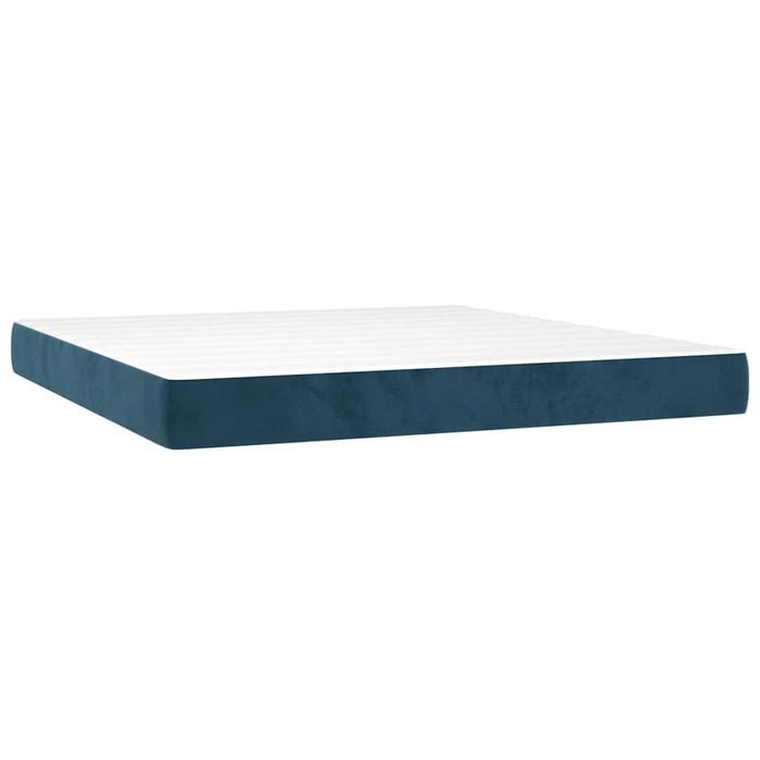 Pat box spring cu saltea, albastru închis, 180x200 cm, catifea WALTI
