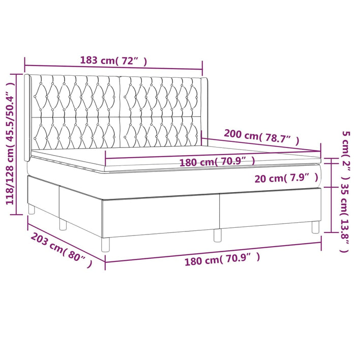 Pat box spring cu saltea, roz, 180x200 cm, catifea - WALTI WALTI