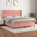 Pat box spring cu saltea, roz, 180x200 cm, catifea - WALTI WALTI