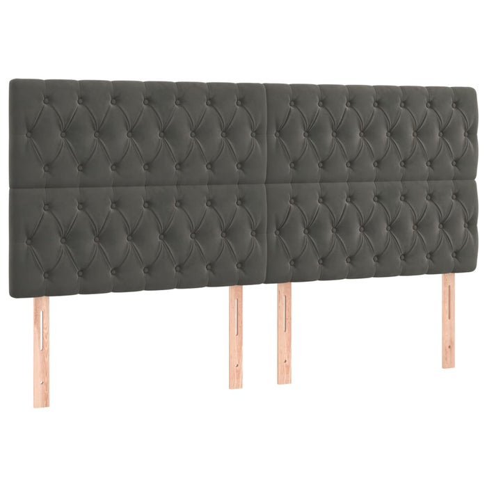 Pat box spring cu saltea, gri închis, 200x200 cm, catifea - WALTI WALTI