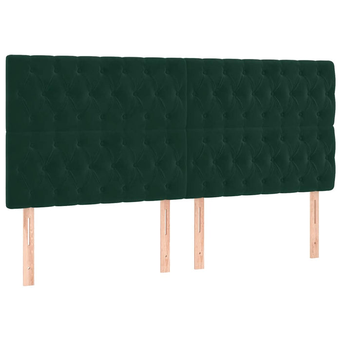 Pat box spring cu saltea, verde închis, 200x200 cm, catifea WALTI