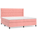 Pat box spring cu saltea, roz, 200x200 cm, catifea - WALTI WALTI