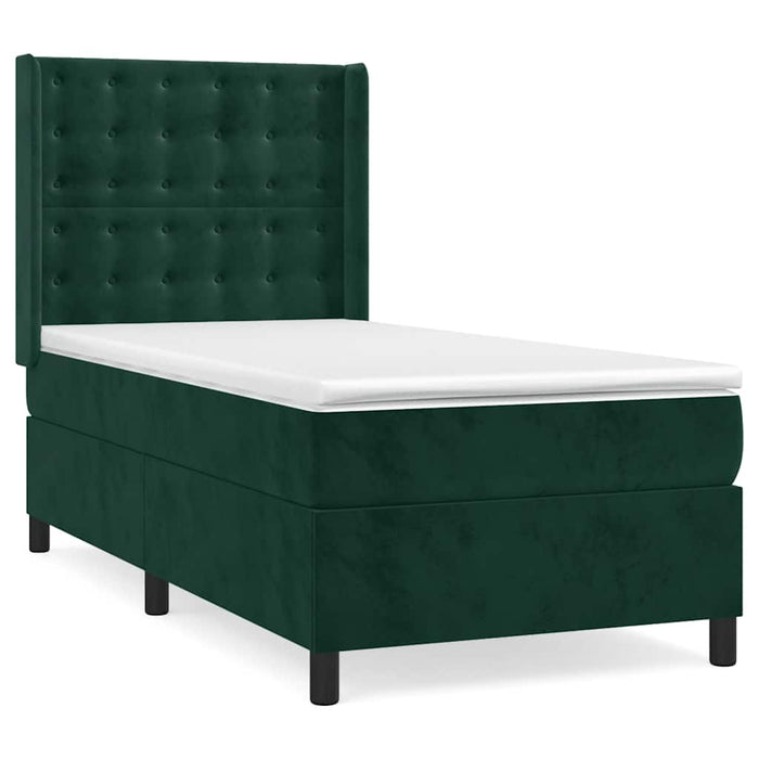 Pat box spring cu saltea, verde închis, 80x200 cm, catifea - WALTI WALTI