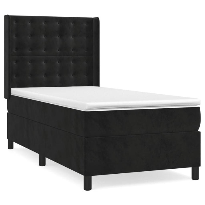 Pat box spring cu saltea, negru, 90x190 cm, catifea - WALTI WALTI