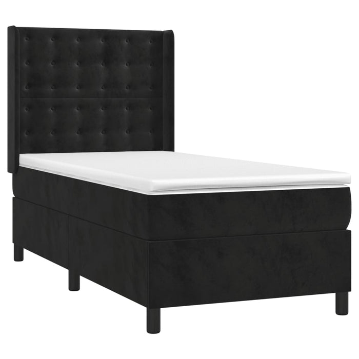 Pat box spring cu saltea, negru, 90x200 cm, catifea - WALTI WALTI