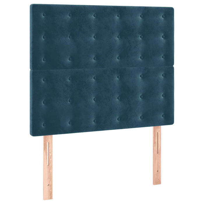 Pat box spring cu saltea, albastru închis, 90x200 cm, catifea - WALTI WALTI