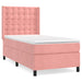 Pat box spring cu saltea, roz, 90x200 cm, catifea - WALTI WALTI