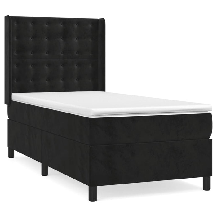 Pat box spring cu saltea, negru, 100x200 cm, catifea - WALTI WALTI