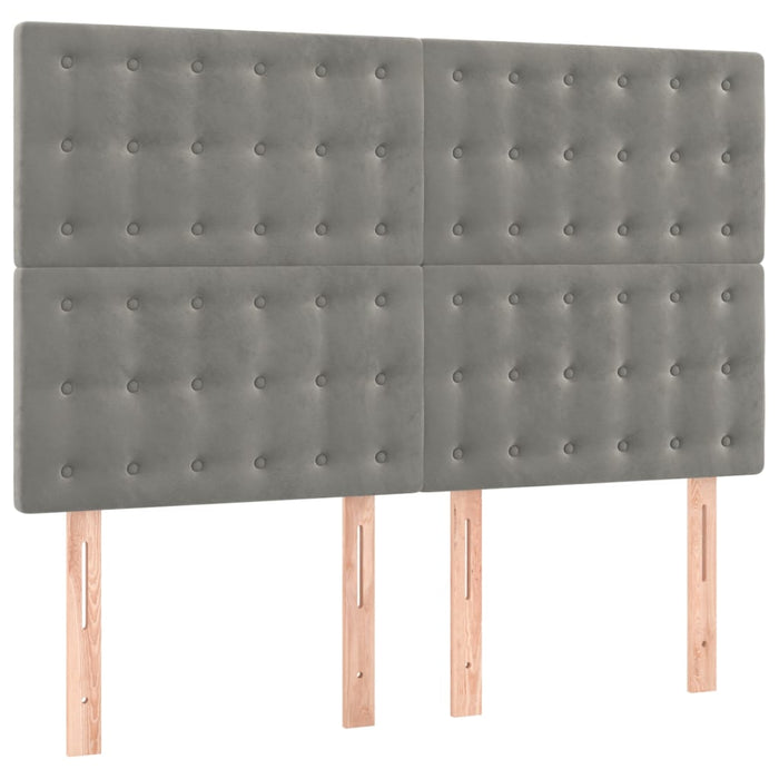 Pat box spring cu saltea, gri deschis, 140x190 cm, catifea - WALTI WALTI