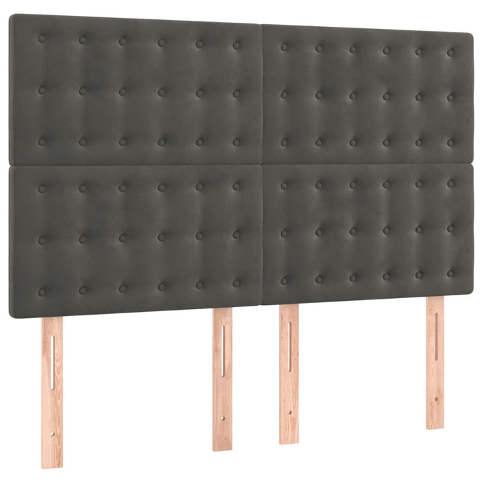 Pat box spring cu saltea, gri închis, 140x190 cm, catifea - WALTI WALTI