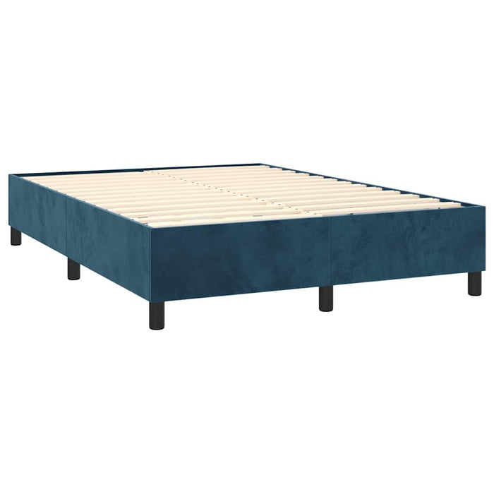 Pat box spring cu saltea, albastru închis, 140x190 cm, catifea - WALTI WALTI