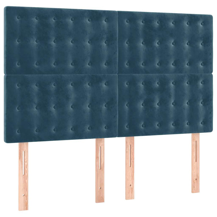 Pat box spring cu saltea, albastru închis, 140x190 cm, catifea - WALTI WALTI