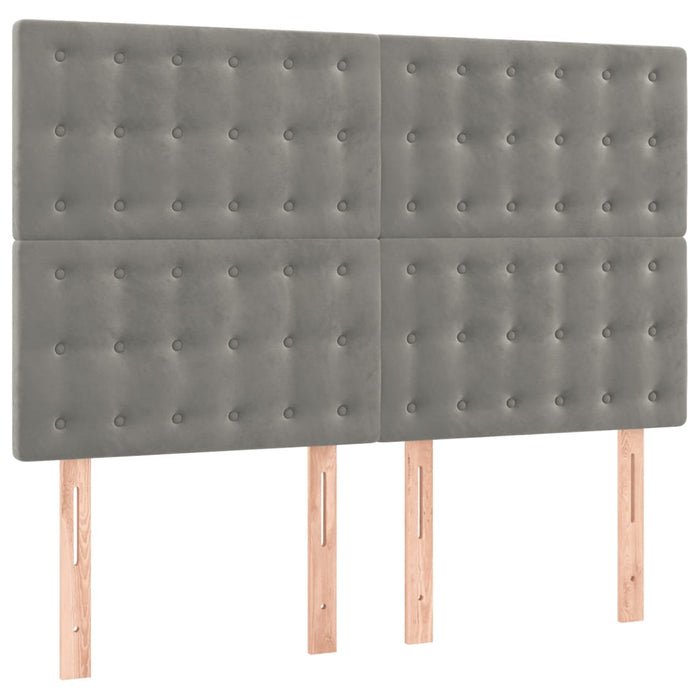 Pat box spring cu saltea, gri deschis, 140x200 cm, catifea - WALTI WALTI
