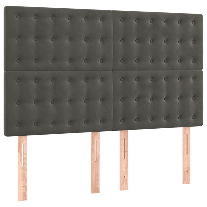 Pat box spring cu saltea, gri închis, 140x200 cm, catifea - WALTI WALTI