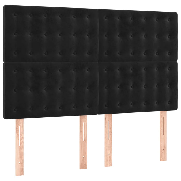 Pat box spring cu saltea, negru, 140x200 cm, catifea WALTI