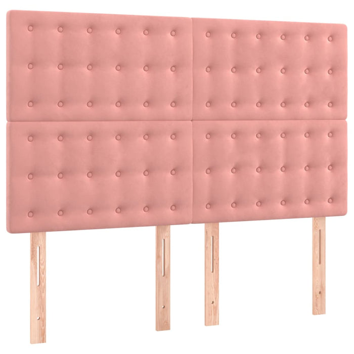 Pat box spring cu saltea, roz, 140x200 cm, catifea - WALTI WALTI