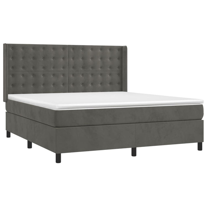 Pat box spring cu saltea, gri închis, 160x200 cm, catifea - WALTI WALTI