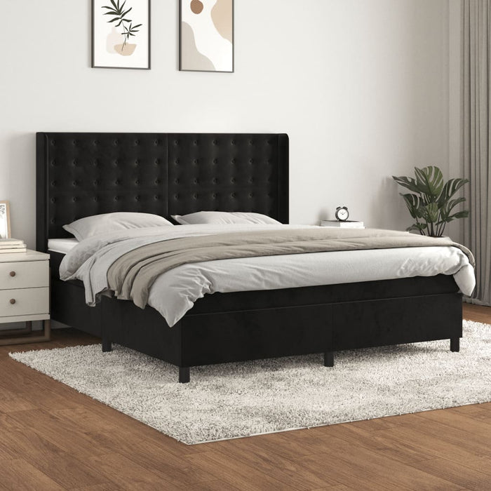 Pat box spring cu saltea, negru, 160x200 cm, catifea - WALTI WALTI