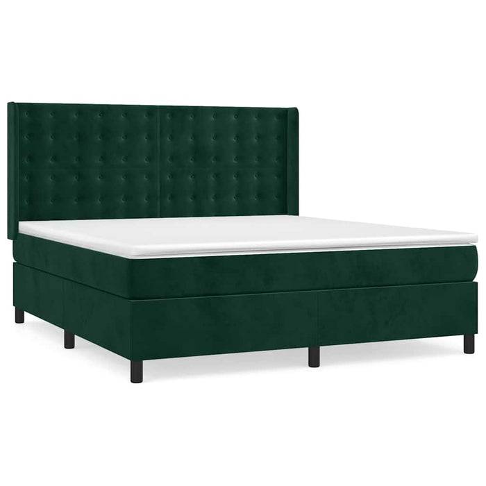 Pat box spring cu saltea, verde închis, 160x200 cm, catifea - WALTI WALTI
