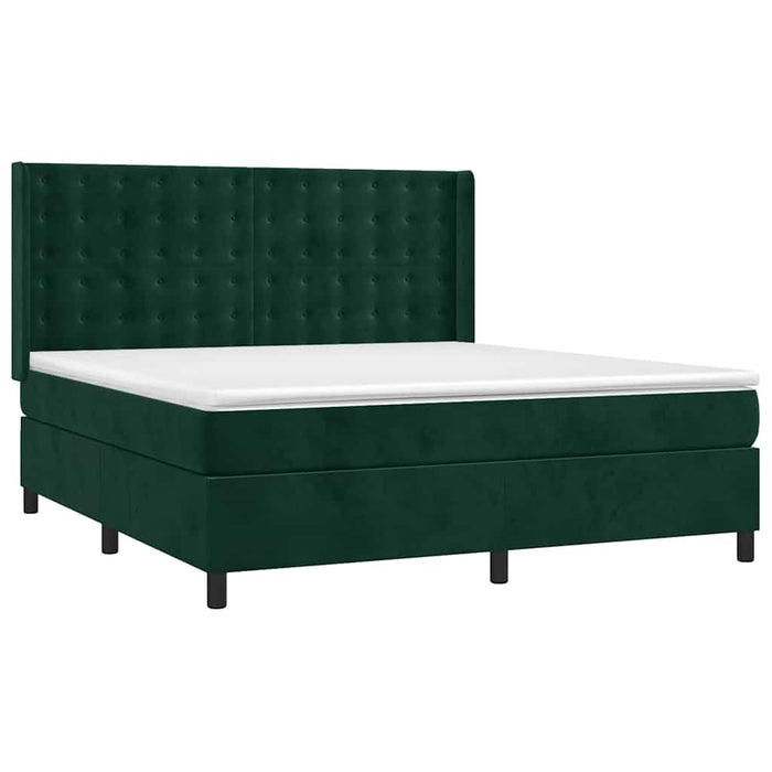 Pat box spring cu saltea, verde închis, 160x200 cm, catifea - WALTI WALTI