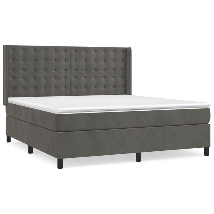 Pat box spring cu saltea, gri închis, 180x200 cm, catifea - WALTI WALTI