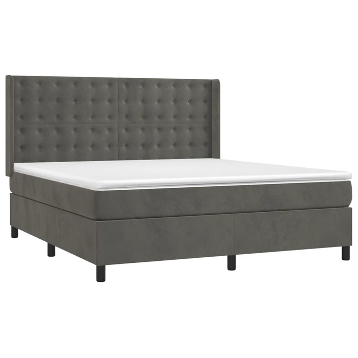 Pat box spring cu saltea, gri închis, 180x200 cm, catifea - WALTI WALTI