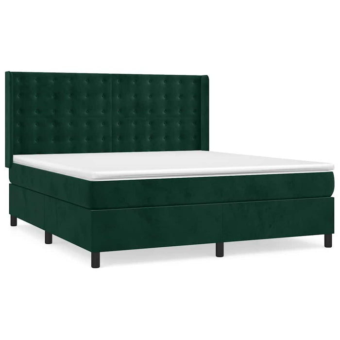 Pat box spring cu saltea, verde închis, 180x200 cm, catifea - WALTI WALTI