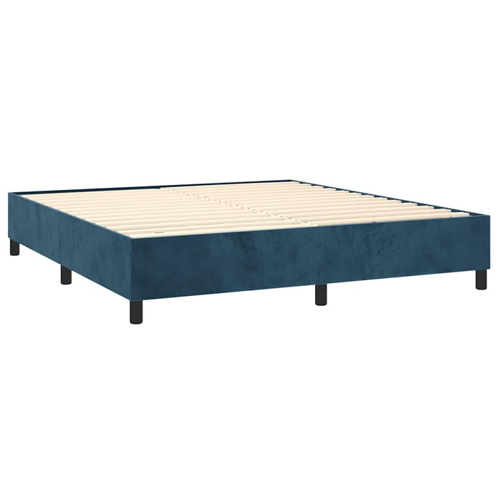 Pat box spring cu saltea, albastru închis, 180x200 cm, catifea - WALTI WALTI