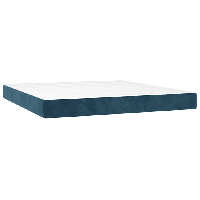 Pat box spring cu saltea, albastru închis, 180x200 cm, catifea - WALTI WALTI