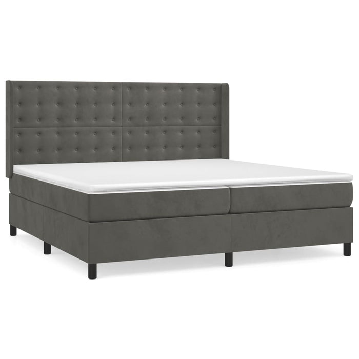 Pat box spring cu saltea, gri închis, 200x200 cm, catifea - WALTI WALTI