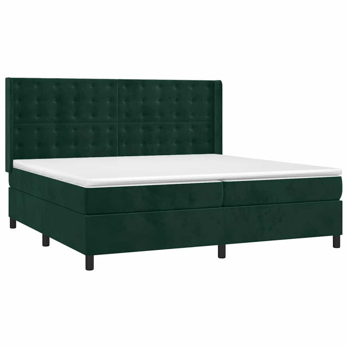 Pat box spring cu saltea, verde închis, 200x200 cm, catifea - WALTI WALTI