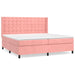 Pat box spring cu saltea, roz, 200x200 cm, catifea - WALTI WALTI