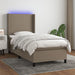 Pat cu arcuri, saltea și LED, gri taupe, 90x200 cm, textil - WALTI WALTI