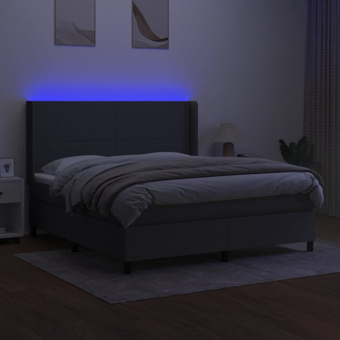 Pat cu arcuri, saltea și LED, gri închis, 180x200 cm, textil - WALTI WALTI