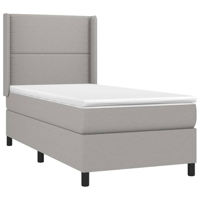 Pat cu arcuri, saltea și LED, gri deschis, 100x200 cm, textil - WALTI WALTI