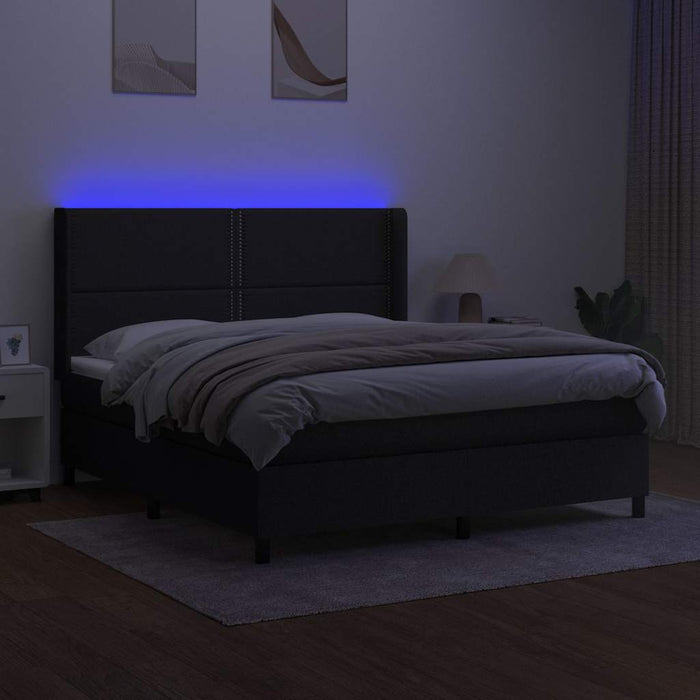 Pat cu arcuri, saltea și LED, negru, 180x200 cm, textil - WALTI WALTI