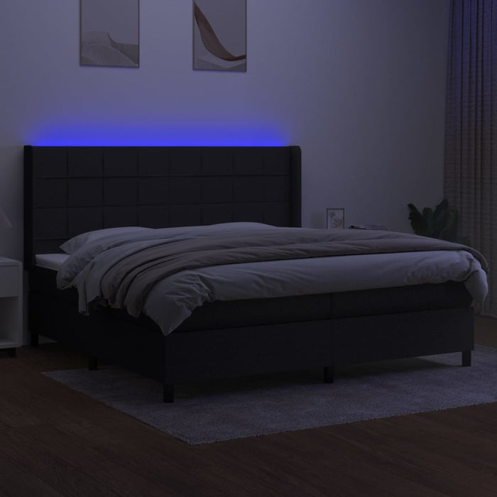 Pat cu arcuri, saltea și LED, negru, 200x200 cm, textil - WALTI WALTI