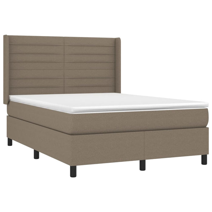 Pat cu arcuri, saltea și LED, gri taupe, 140x190 cm, textil - WALTI WALTI
