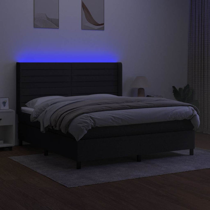 Pat cu arcuri, saltea și LED, negru, 180x200 cm, textil - WALTI WALTI