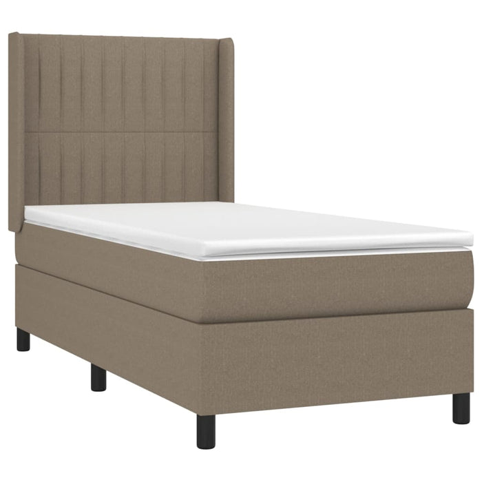 Pat cu arcuri, saltea și LED, gri taupe, 90x190 cm, textil - WALTI WALTI