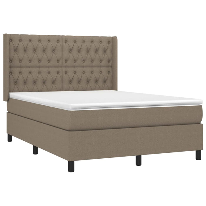 Pat cu arcuri, saltea și LED, gri taupe, 140x200 cm, textil - WALTI WALTI