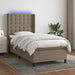 Pat cu arcuri, saltea și LED, Gri taupe, 100x200 cm, textil - WALTI WALTI